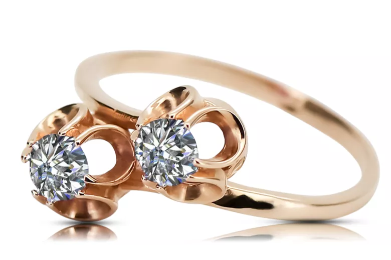 Zircon Original Vintage 14K Rose Gold Ring Vintage craft vrc266r